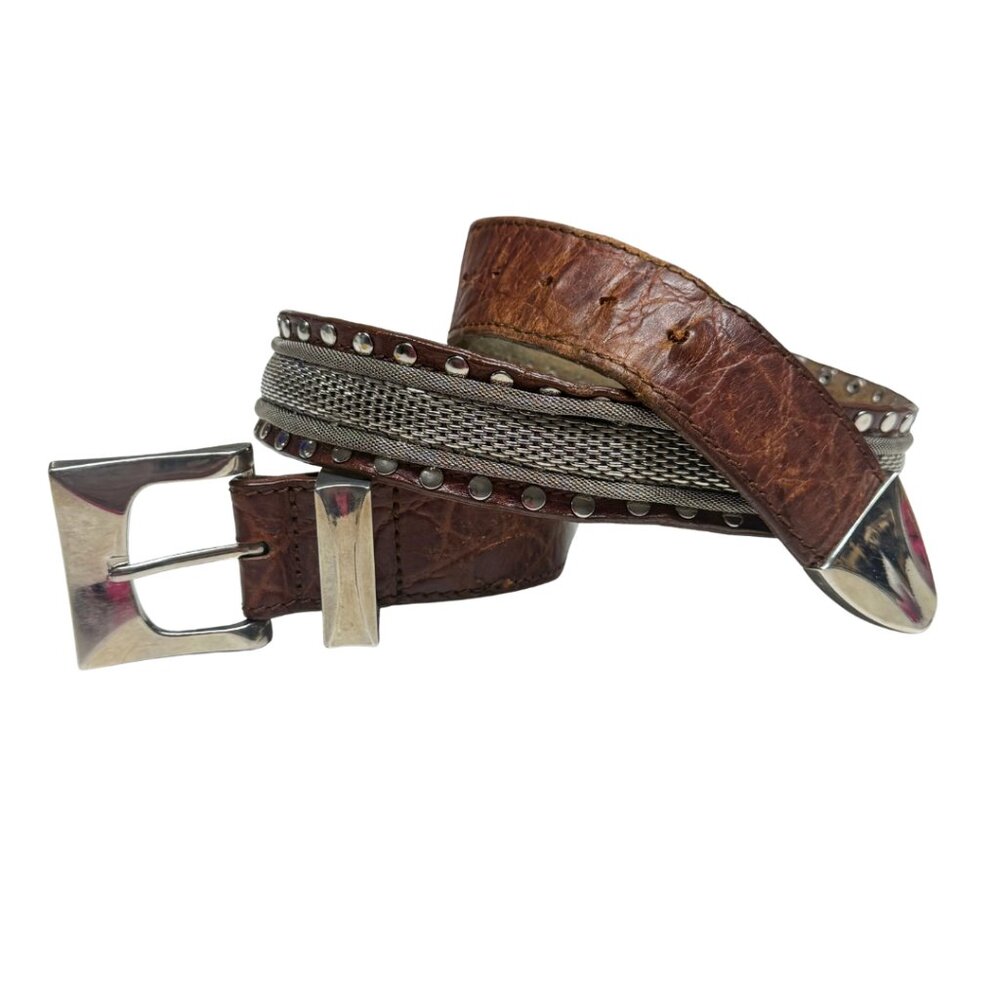Cheval Design Studio Studded Mesh Heavy Leather Belt